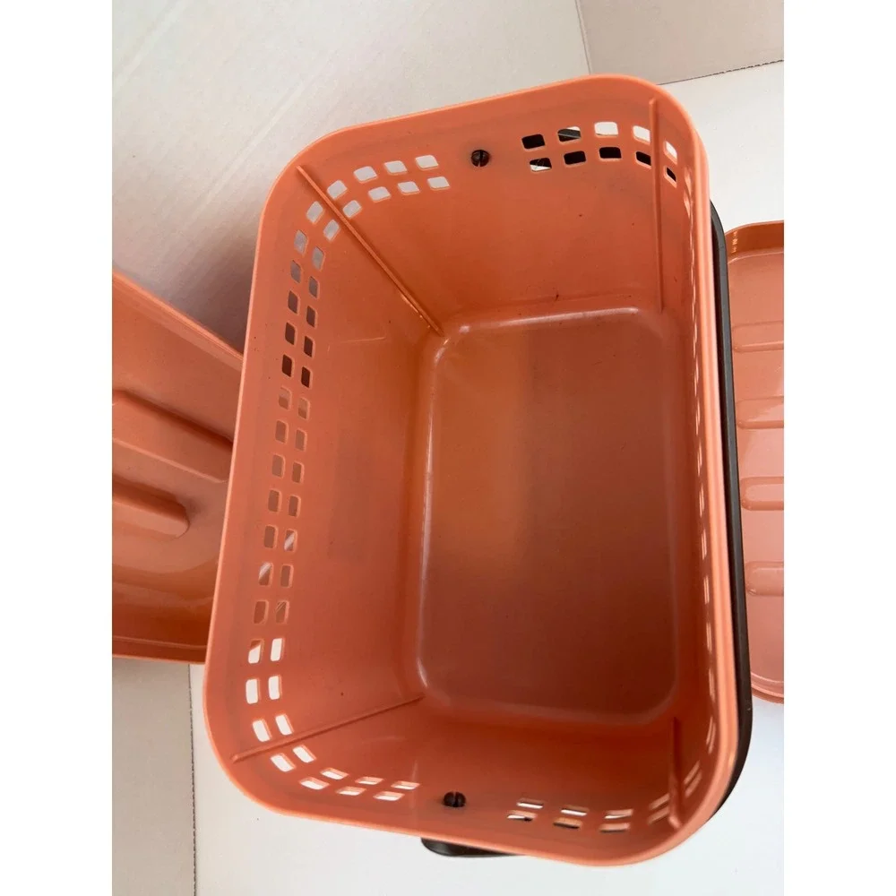 Vintage Elvini Collection Claris Pink Plastic Storage Basket Caddy with Handle